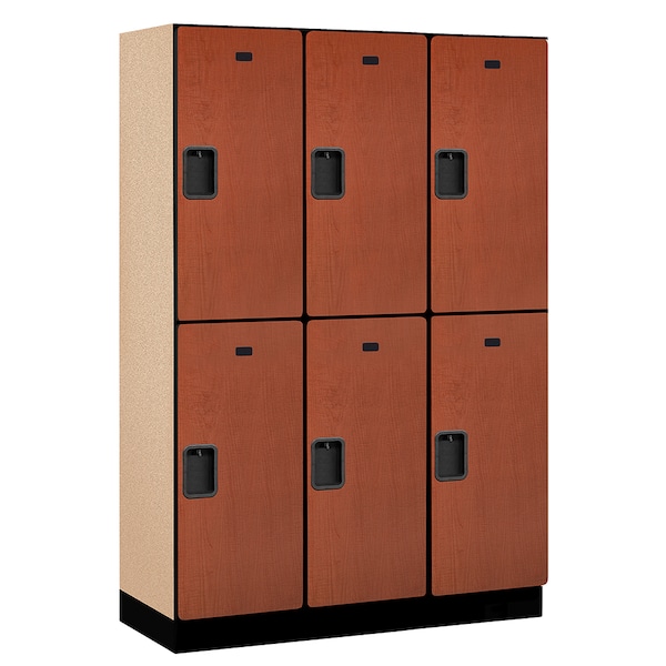 2 Tier Designer Locker, 54"Wx76"Hx18"D, 6 Door, Cherry